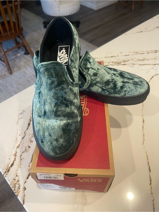 Vans Shoes - Vans Slip-On Velvet Sneakers Asher in Green